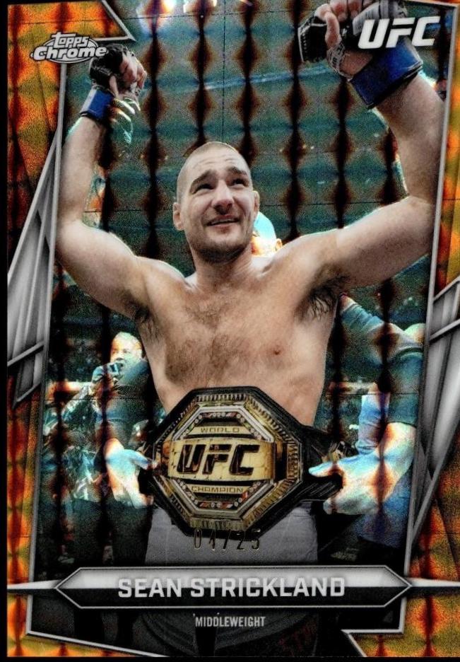 Sean Strickland 2026 Topps Chrome UFC Base #2 Orange Geometric Refractor