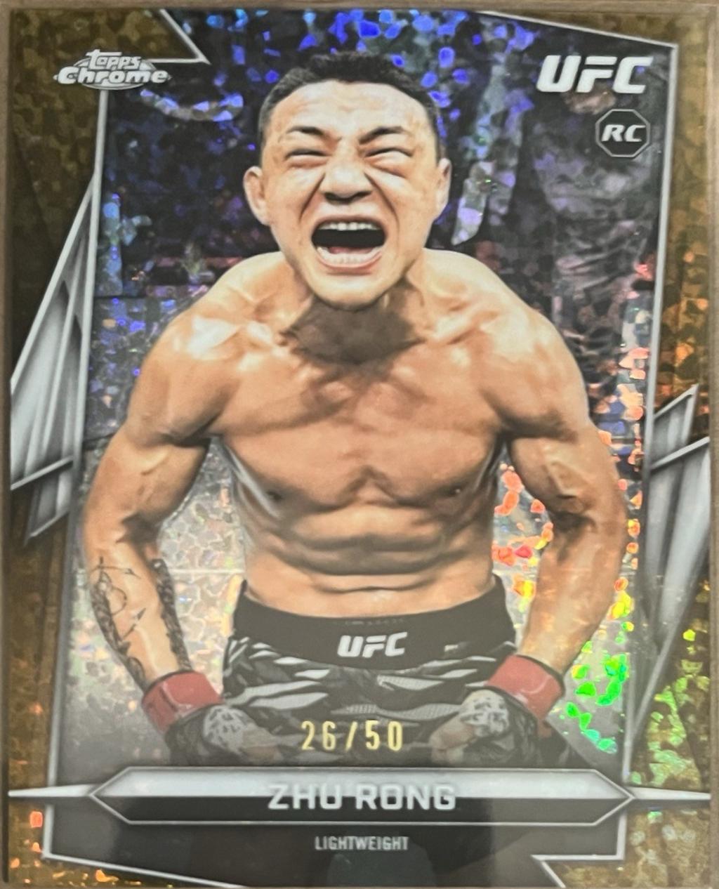 Zhu Rong 2026 Topps Chrome UFC Base #172 Gold Refractor