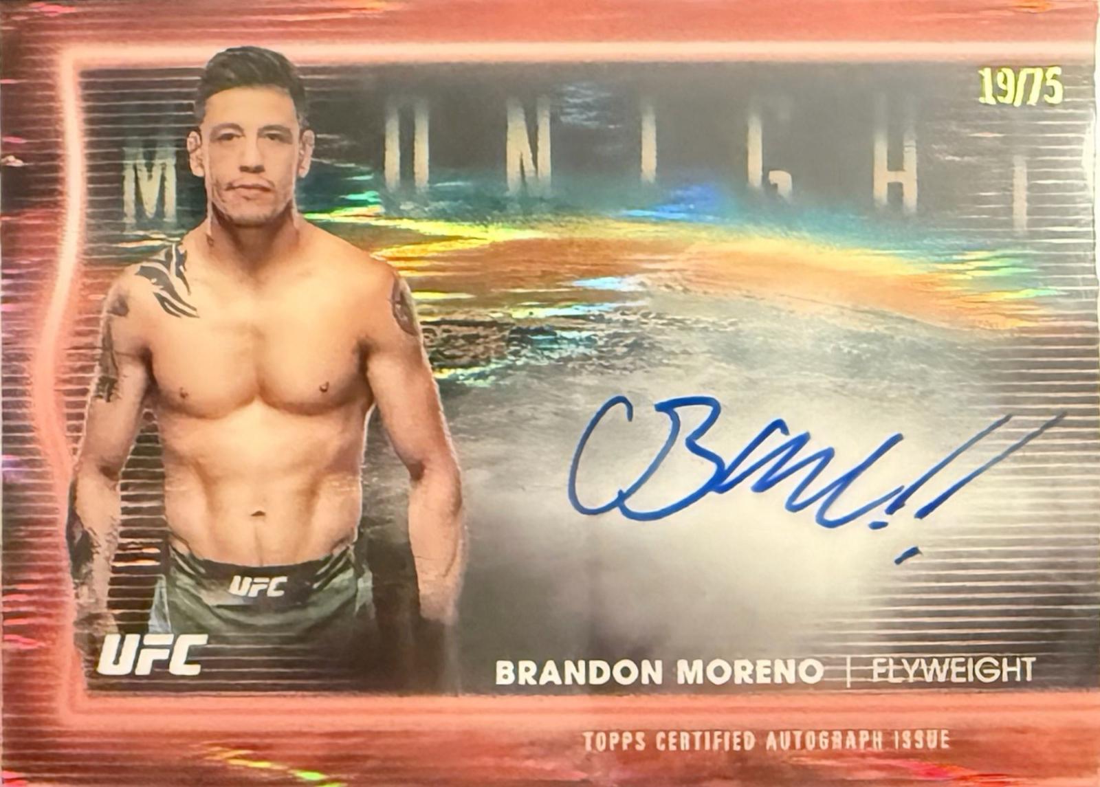 Brandon Moreno 2025 Topps Midnight UFC Horizon Signatures #HNS-BO Dusk