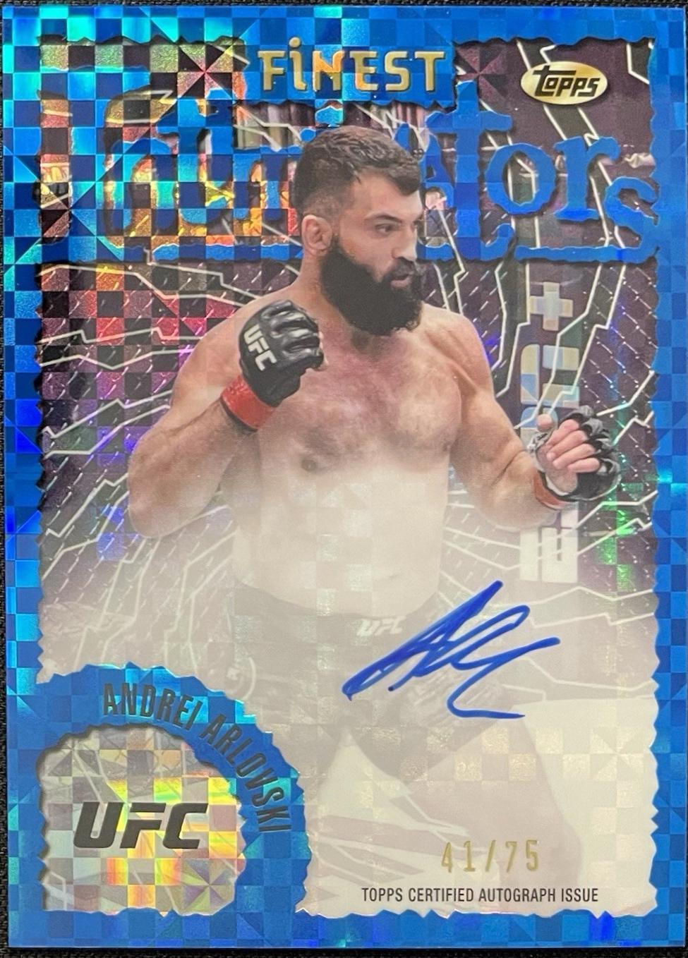 Andrei Arlovski 2024 Topps Finest UFC Intimidators Autographs #IA-AAR Blue Checkerboard Refractor