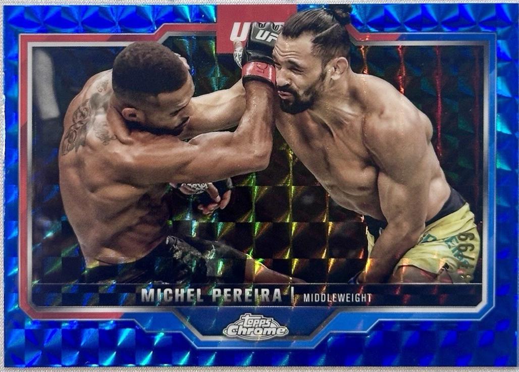 Michel Pereira 2025 Topps Chrome UFC Base #160 Blue Geometric Refractor
