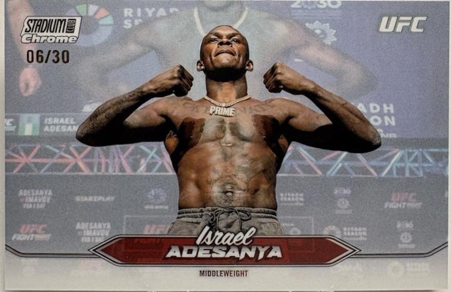 Israel Adesanya 2025 Topps Stadium Club UFC Base Chrome #C-146 Pearl White Refractor