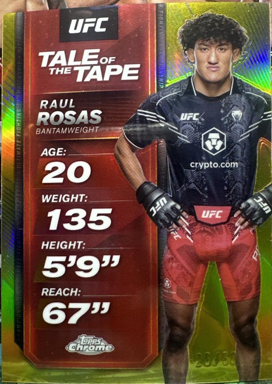 Raul Rosas 2025 Topps Chrome UFC Tale of the Tape #TTT-20 Gold Refractor