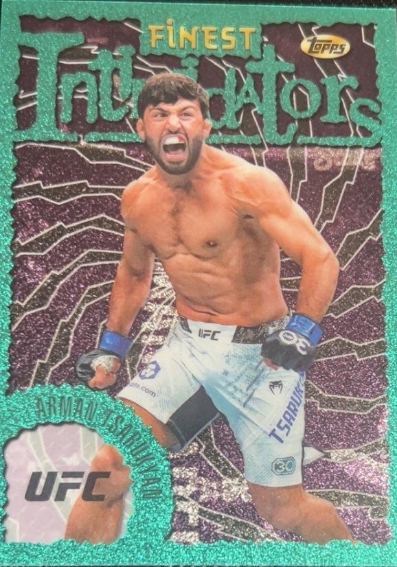 Arman Tsarukyan 2024 Topps Finest UFC Intimidators #INT-13 Green Shimmer Refractor