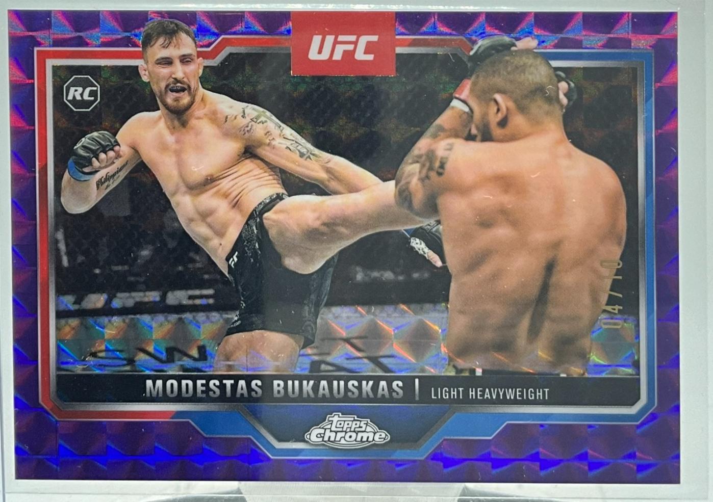 Modestas Bukauskas 2025 Topps Chrome UFC Base #8 Purple Geometric Refractor