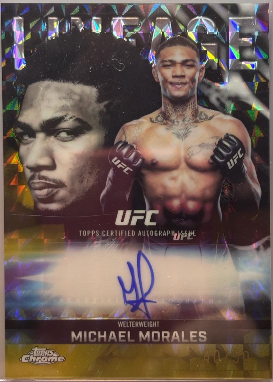 Michael Morales 2026 Topps Chrome UFC Chrome Lineage Autographs #CCA-MM Gold Geometric Refractor