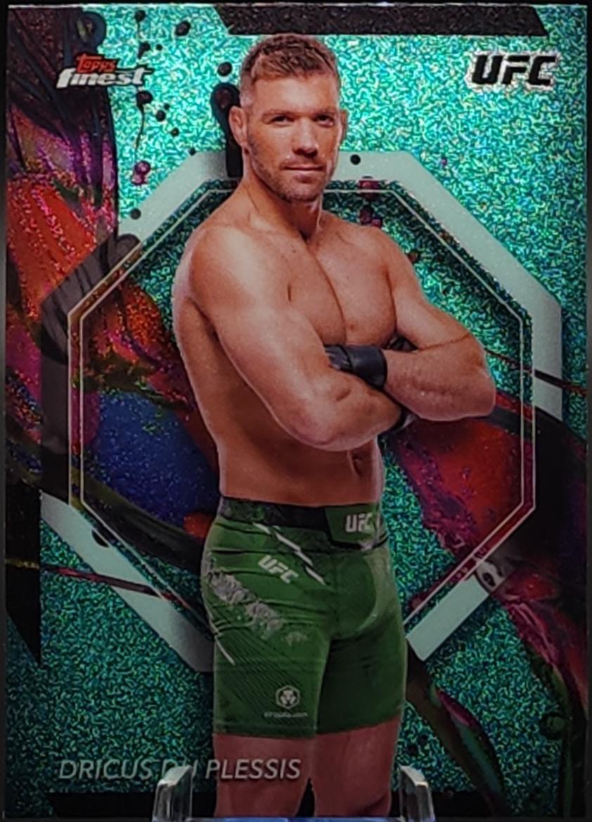Dricus Du Plessis 2024 Topps Finest UFC Base Common #1 Aqua Glitter Refractor
