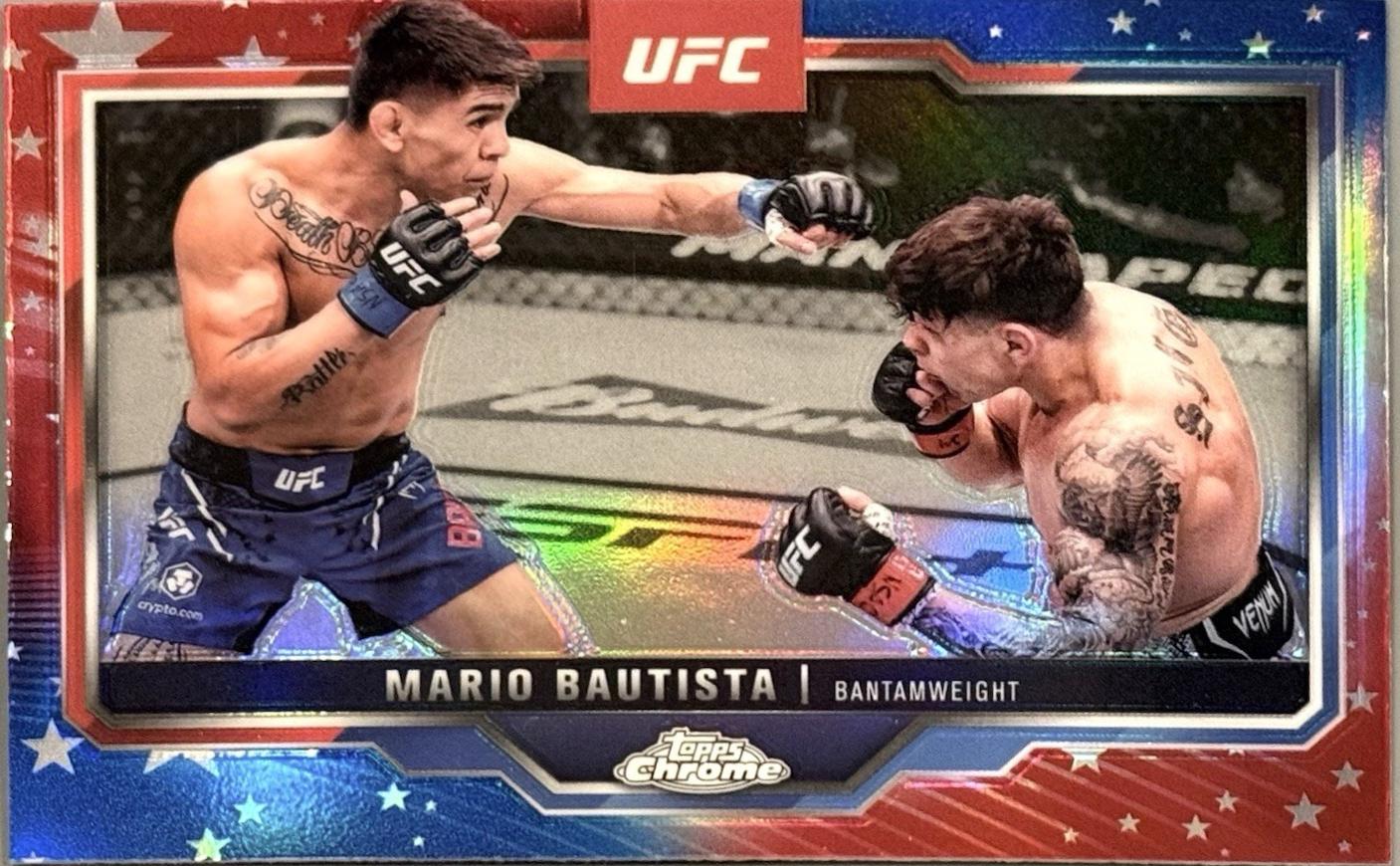 Mario Bautista 2025 Topps Chrome UFC Base #98 Red White Blue Refractor