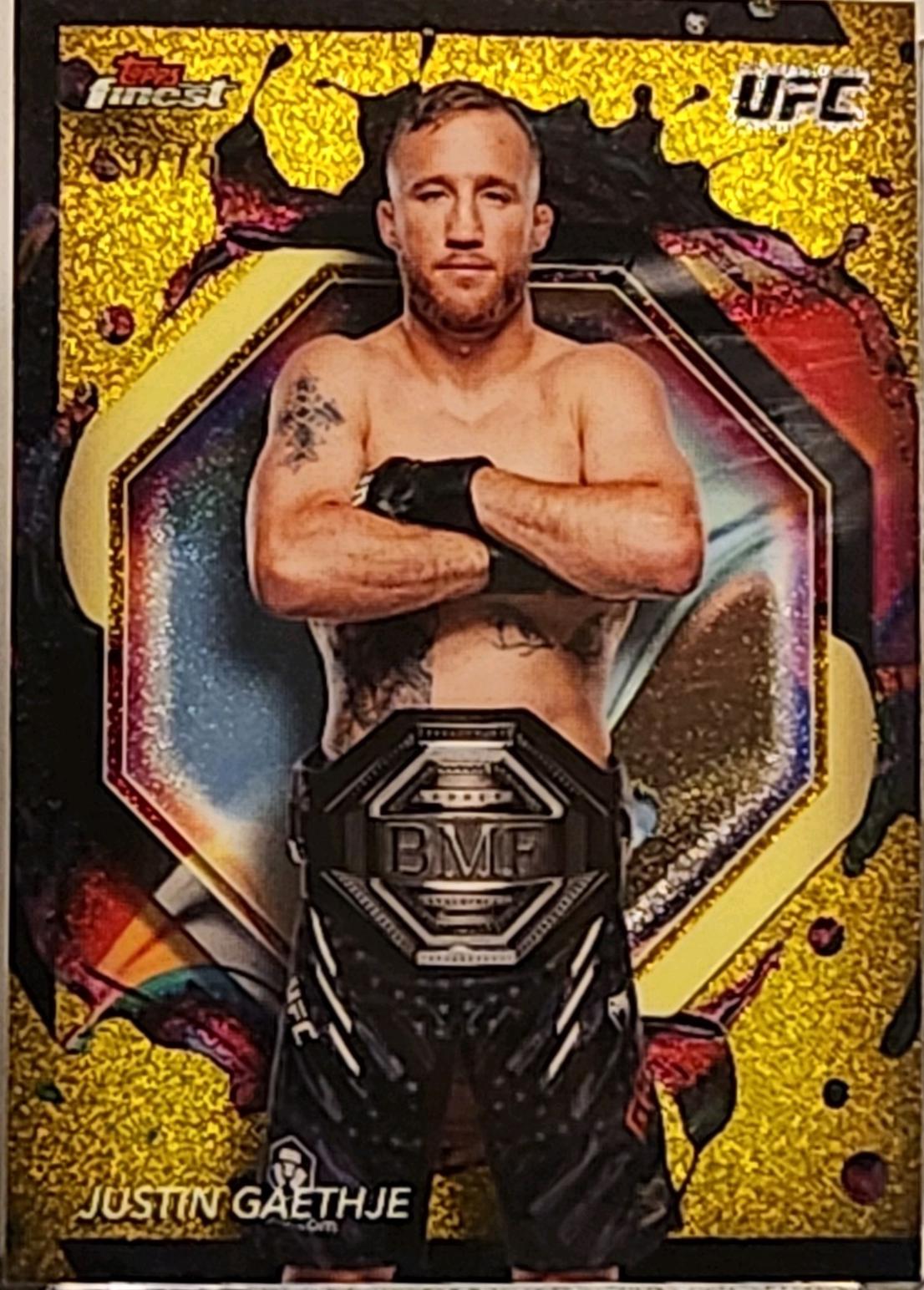 Justin Gaethje 2024 Topps Finest UFC Base Rare #264 Yellow Glitter Refractor
