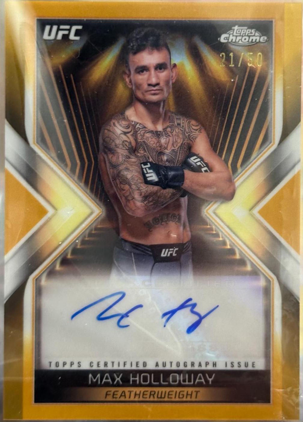 Max Holloway 2024 Topps Chrome UFC Main Event Autographs #MEA-MHO Gold Refractor