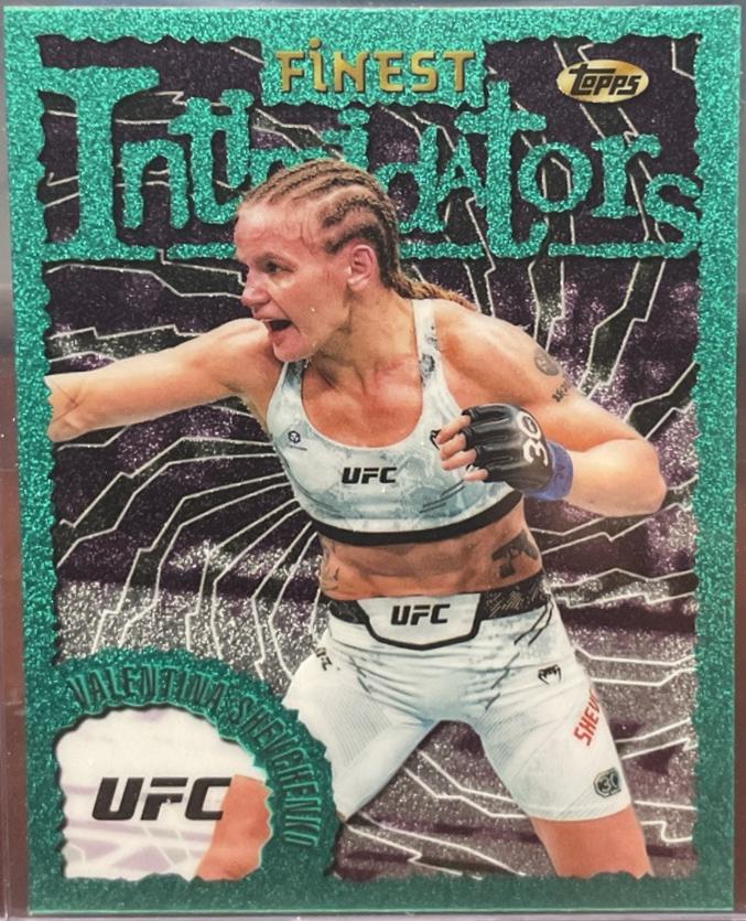 Valentina Shevchenko 2024 Topps Finest UFC Intimidators #INT-17 Aqua Glitter Refractor