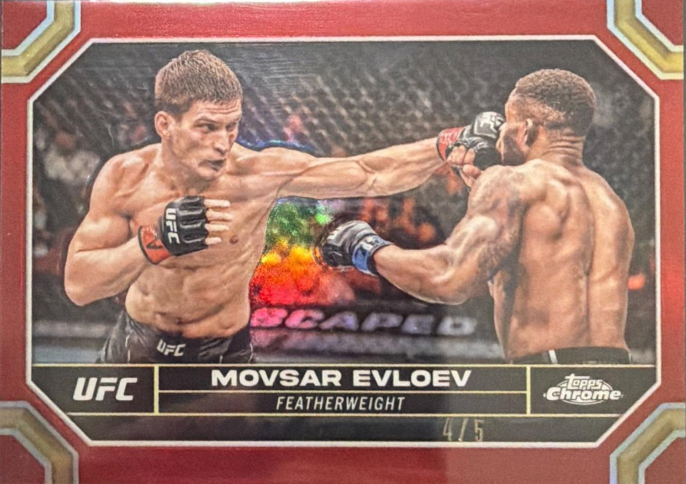 Movsar Evloev 2024 Topps Chrome UFC Base #143 Red Refractor