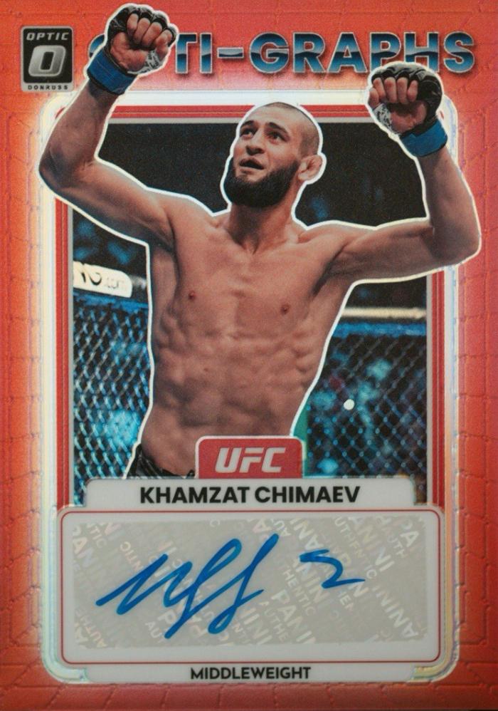 Khamzat Chimaev 2023 Panini Donruss Optic UFC Opti-Graphs #33 Red Autograph