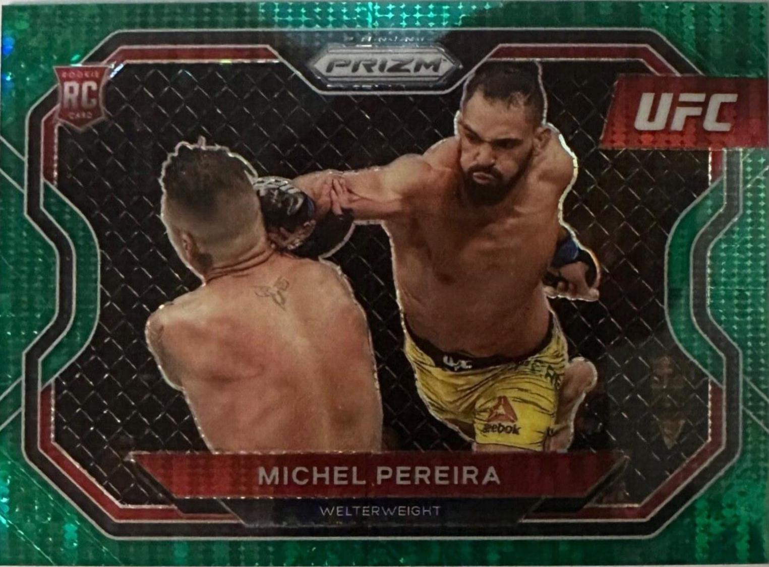 Michel Pereira 2021 Panini Prizm UFC Base #183 Green Pulsar