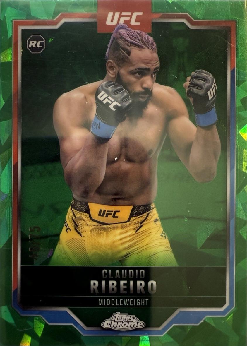 Claudio Ribeiro 2025 Topps Chrome Sapphire UFC Base Sapphire #16 Green Sapphire