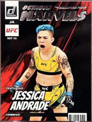 Jessica Andrade 2023 Panini Donruss UFC Octagon Marvels #16 Purple Laser