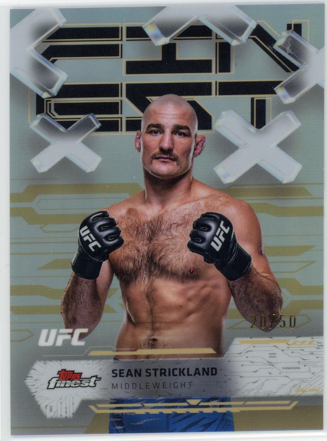 Sean Strickland 2025 Topps Finest UFC Base Common #8 Gold Refractor