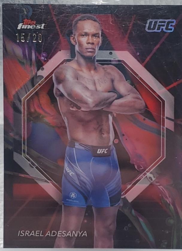 Israel Adesanya 2024 Topps Finest UFC Base Common #53 Red Black Vapor Refractor