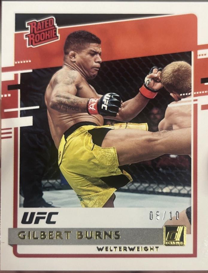 Gilbert Burns 2021 Panini Chronicles UFC Base Donruss Rated Rookies #30 Gold