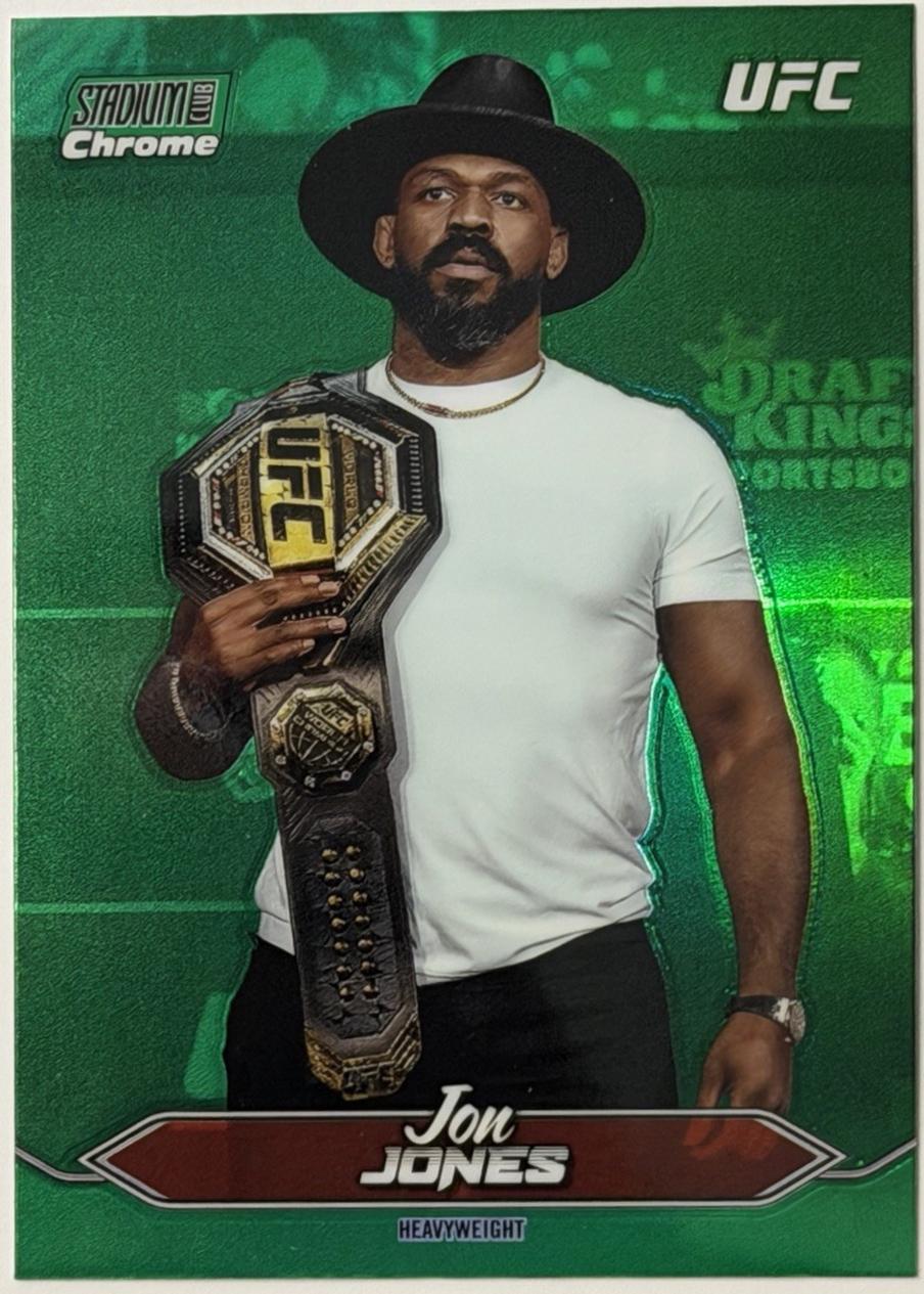 Jon Jones 2025 Topps Stadium Club UFC Base Chrome #C-100 Green Refractor