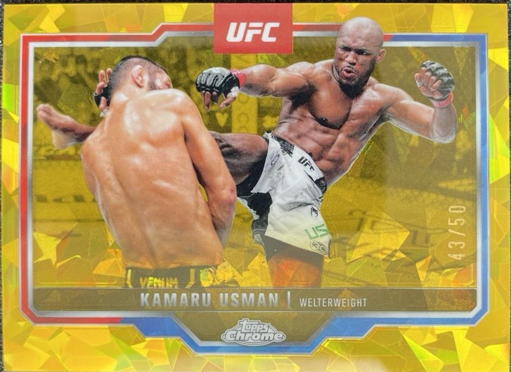Kamaru Usman 2025 Topps Chrome Sapphire UFC Base Sapphire #27 Gold Sapphire