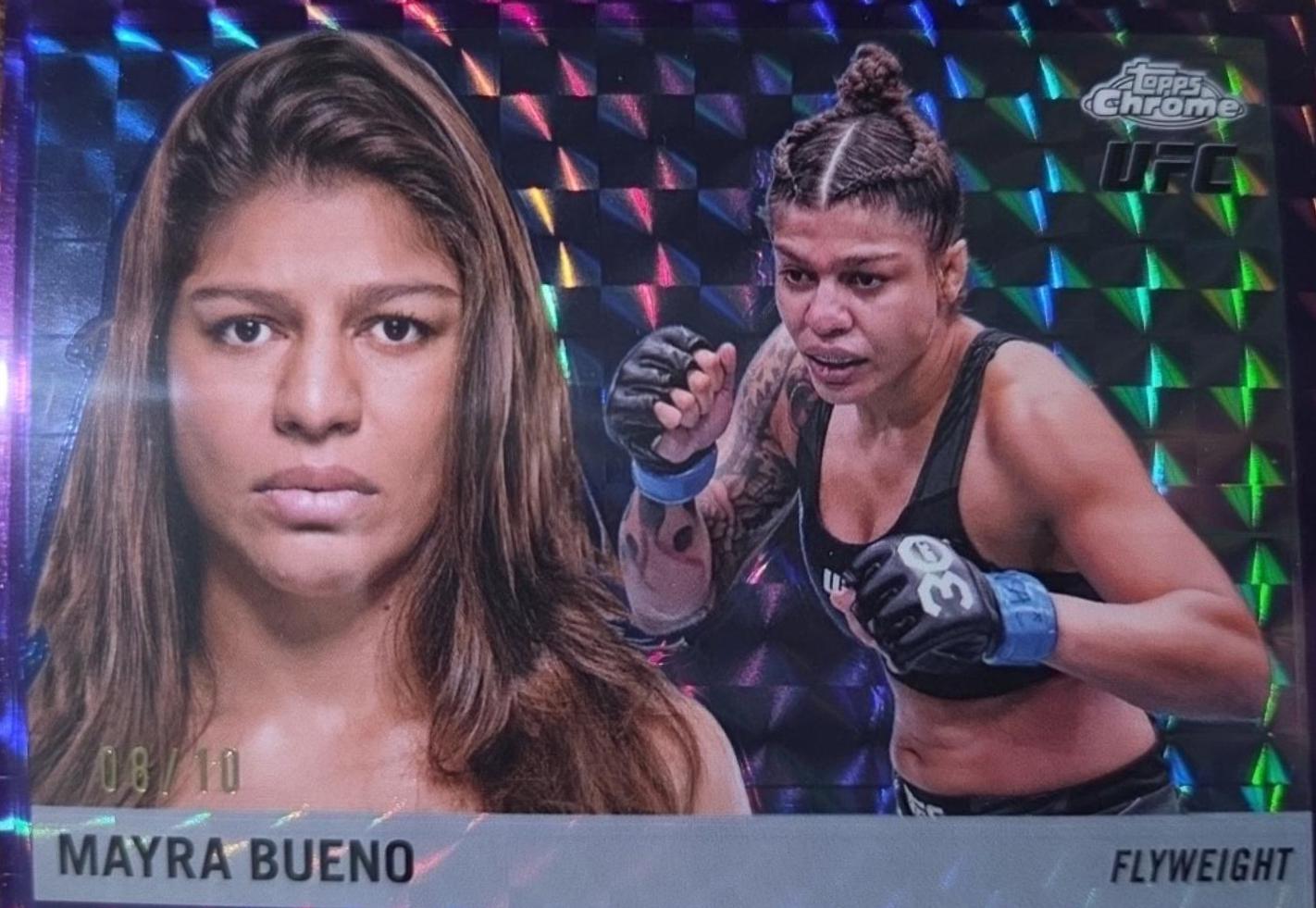Mayra Bueno 2025 Topps Chrome UFC 1955 Topps #55T-6 Geometric Purple Refractor