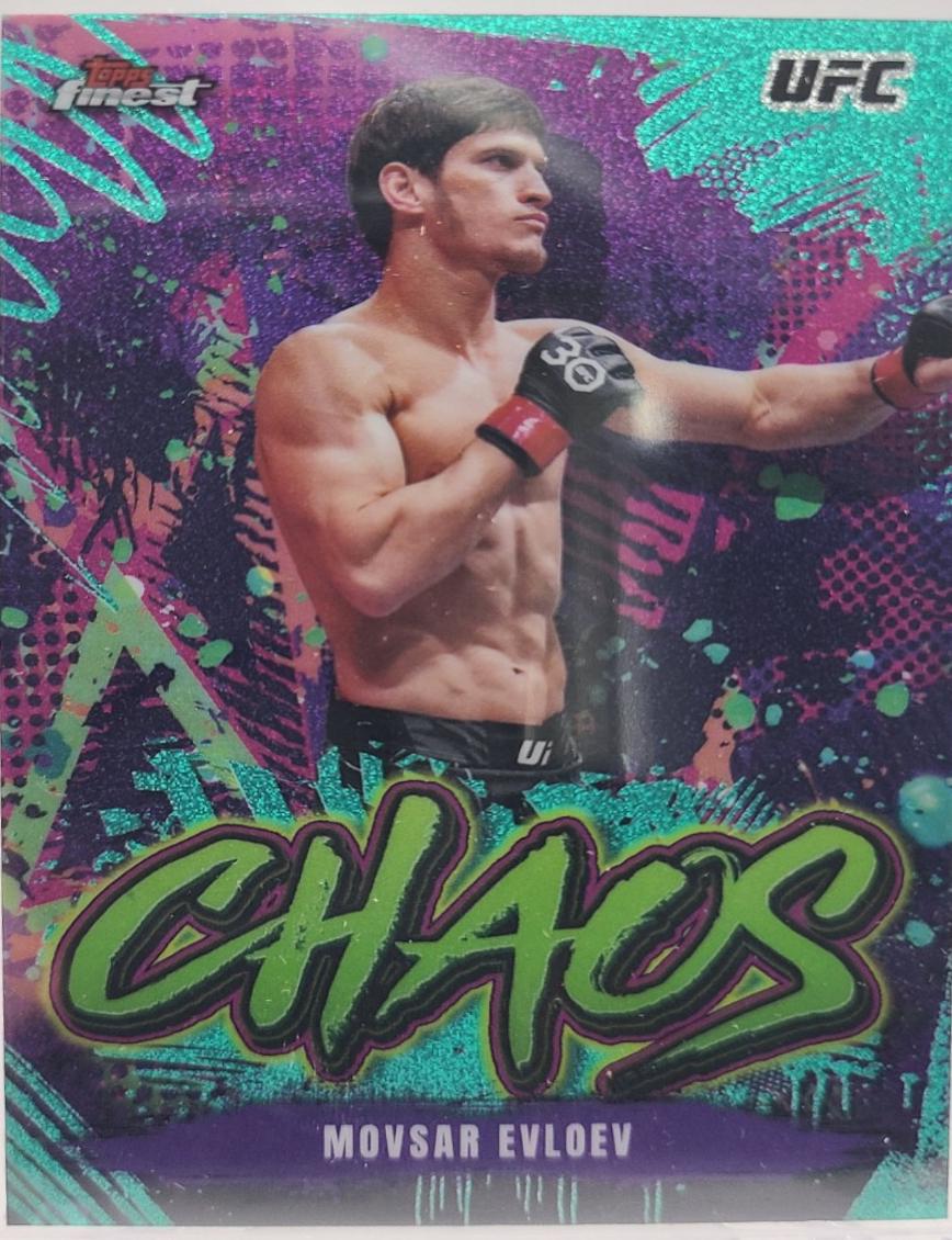 Movsar Evloev 2024 Topps Finest UFC Chaos #CHA-14 Aqua Glitter Refractor