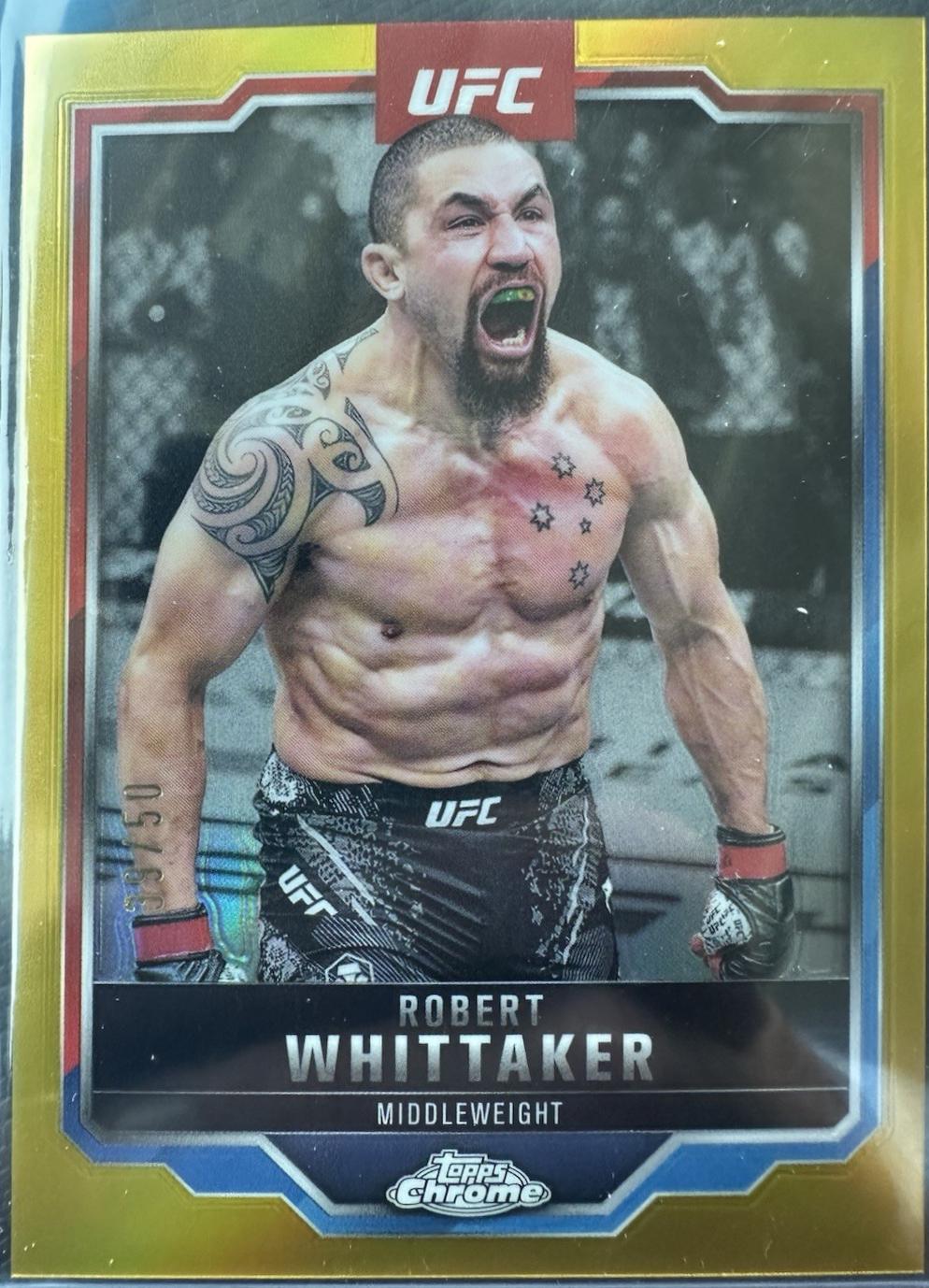 Robert Whittaker 2025 Topps Chrome UFC Base #78 Gold Refractor