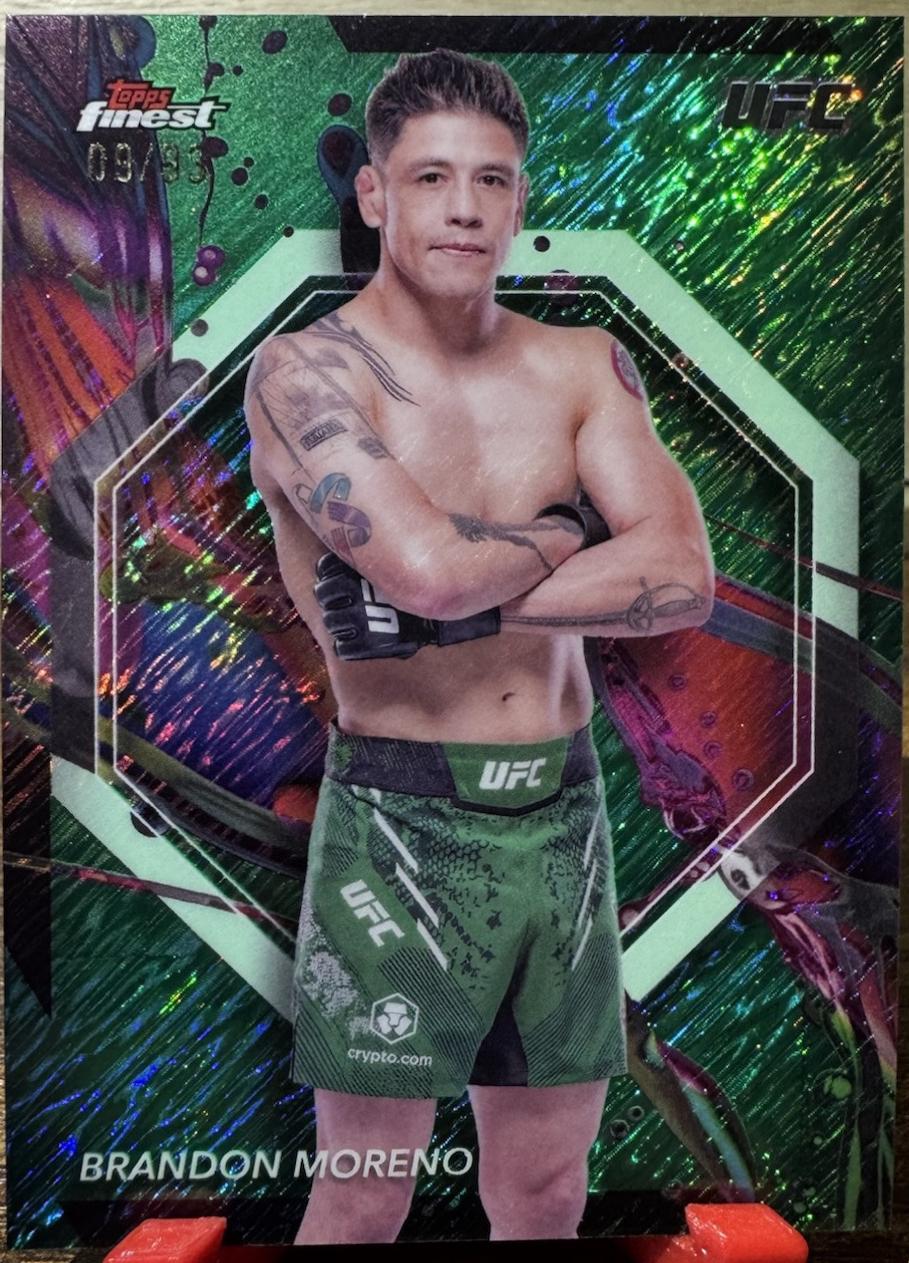 Brandon Moreno 2024 Topps Finest UFC Base Common #56 Green Shimmer Refractor