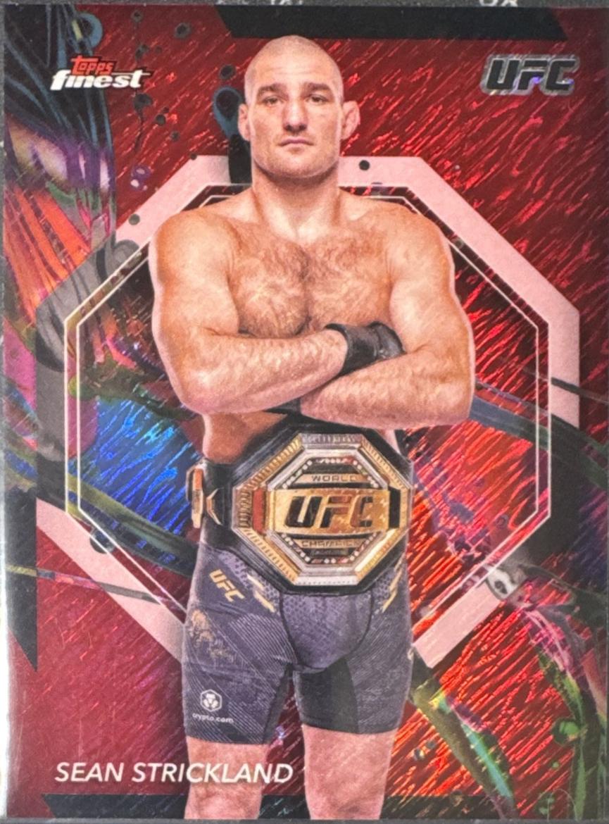 Sean Strickland 2024 Topps Finest UFC Base Common #45 Red Shimmer Refractor