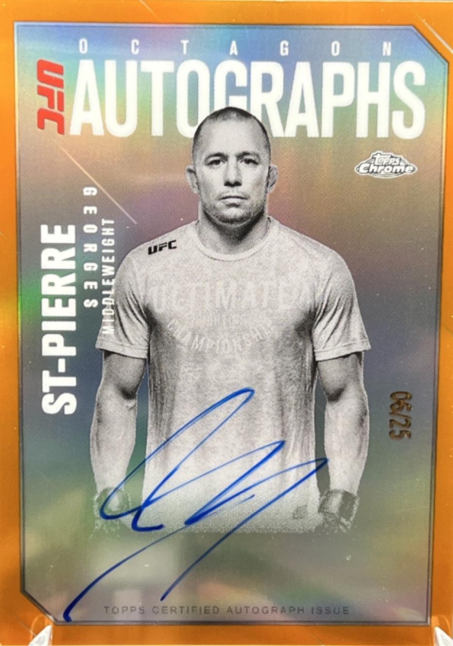 Georges St-Pierre 2025 Topps Chrome UFC Octagon Legends Autographs #OLA-GS Geometric Black Refractor