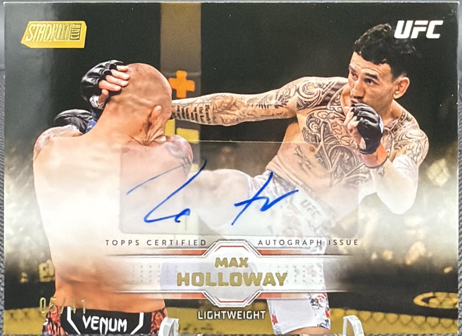Max Holloway 2026 Topps Stadium Club UFC Base Autographs #BAV-MHY Gold