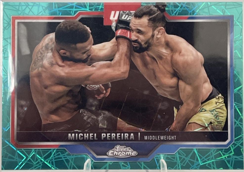 Michel Pereira 2025 Topps Chrome UFC Base #160 Teal Lazer Refractor