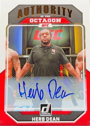 Herb Dean 2023 Panini Donruss UFC Authority of the Octagon Signatures #222 Purple Laser