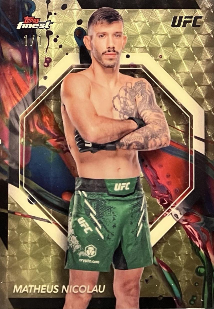 Matheus Nicolau 2024 Topps Finest UFC Base Common #99 Superfractor