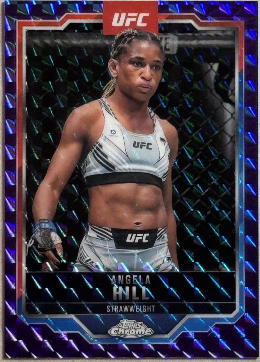 Angela Hill 2025 Topps Chrome UFC Base #124 Purple Geometric Refractor