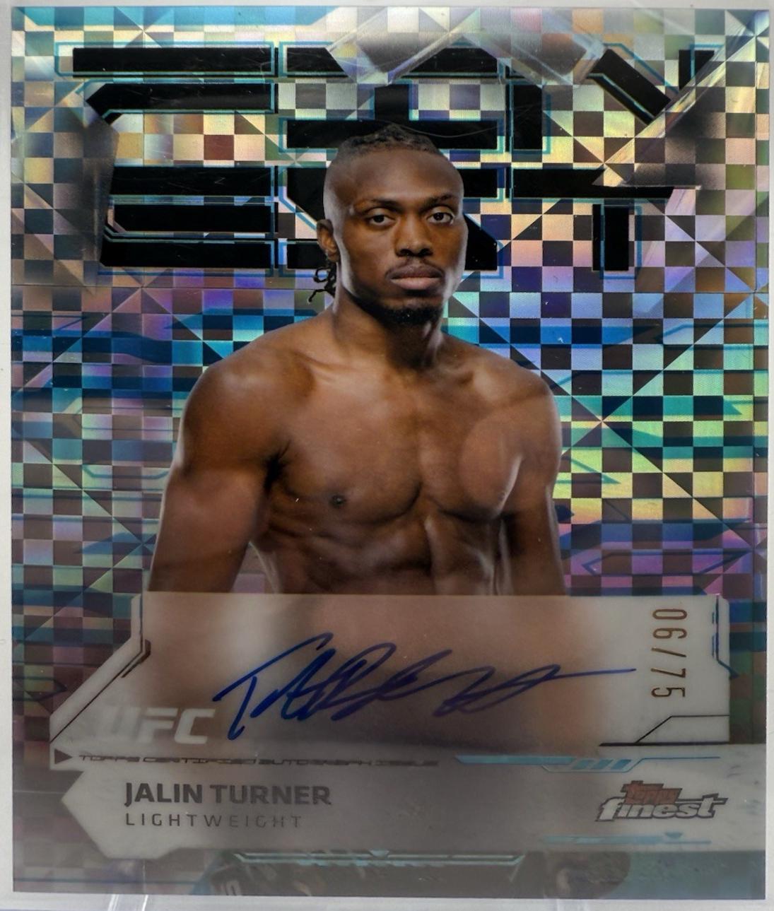 Jalin Turner 2025 Topps Finest UFC Finest Autographs #FA-JT Blue Checkerboard Refractor