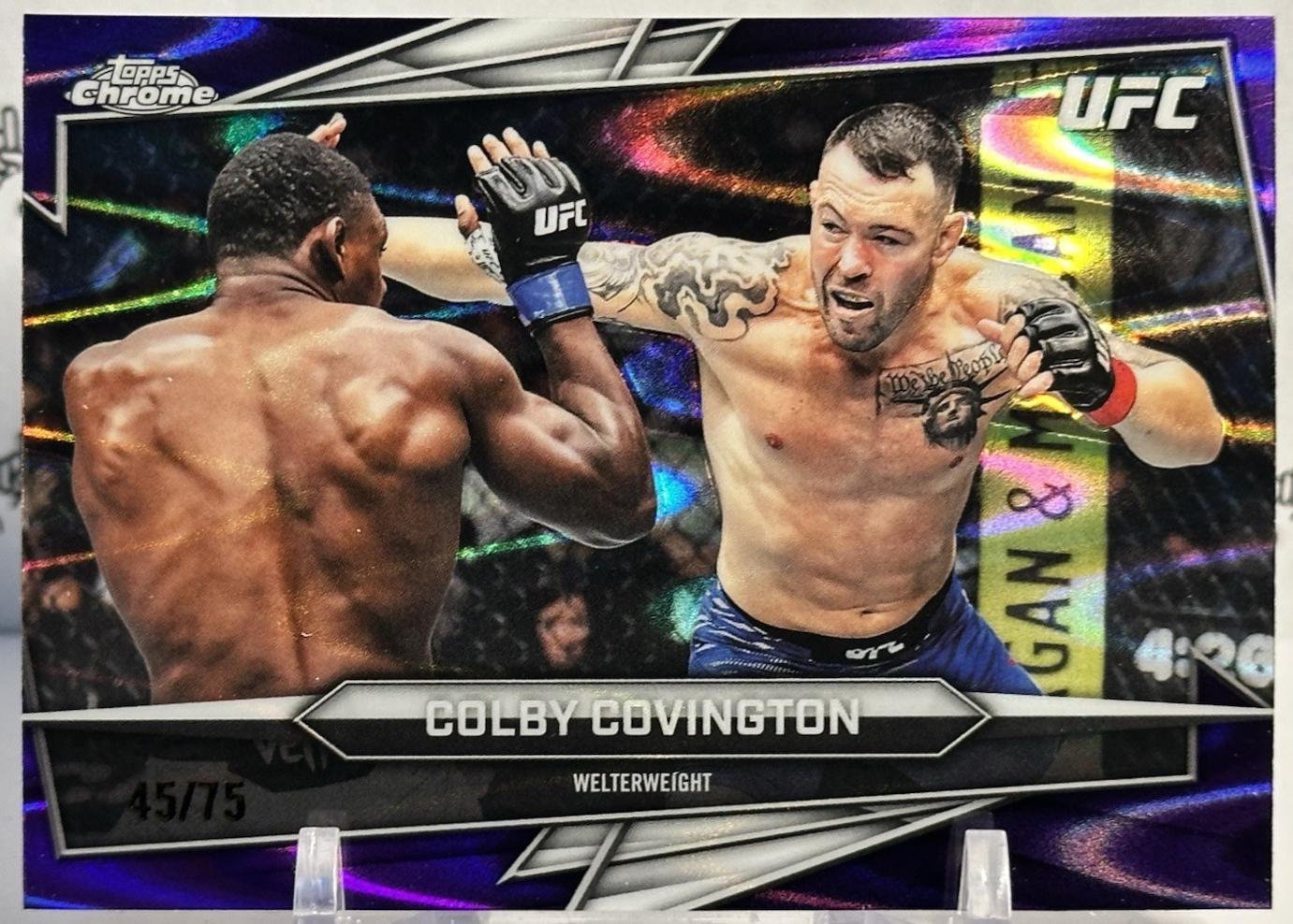 Colby Covington 2026 Topps Chrome UFC Base #91 Purple Ray Wave Refractor