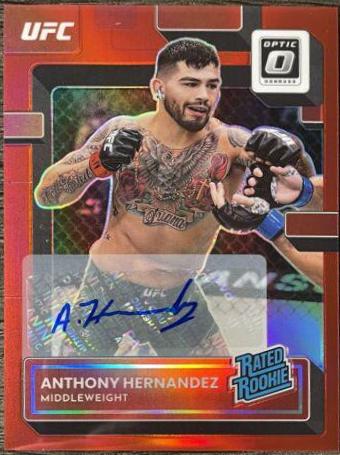 Anthony Hernandez 2023 Panini Donruss Optic UFC Base Rated Rookies Signatures #110 Red