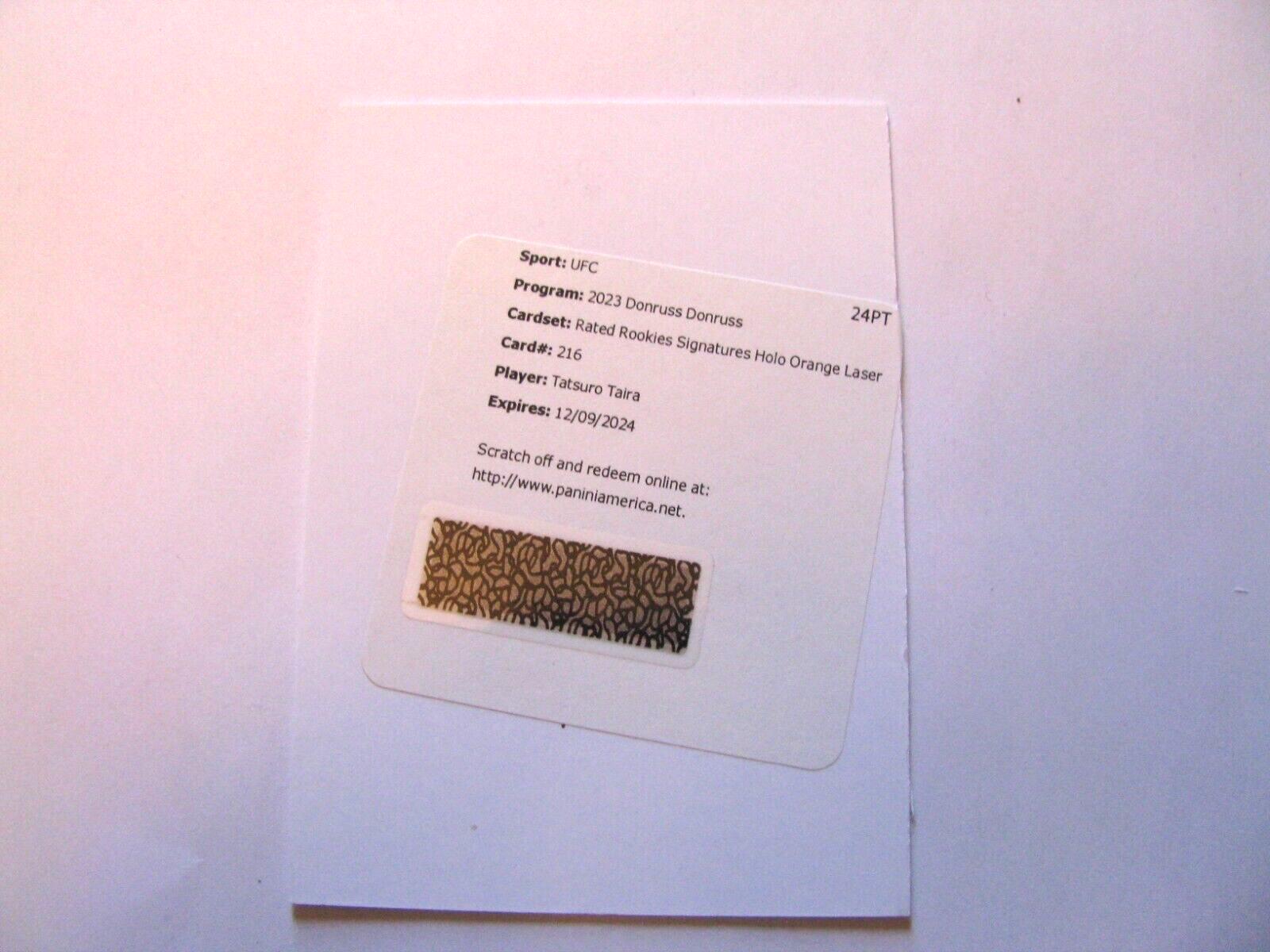 Tatsuro Taira 2023 Panini Donruss UFC Rated Rookies Signatures #216 Orange Laser