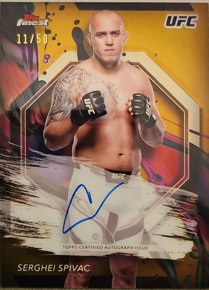 Serghei Spivac 2024 Topps Finest UFC Finest Autographs #FA-SIS Gold Refractor