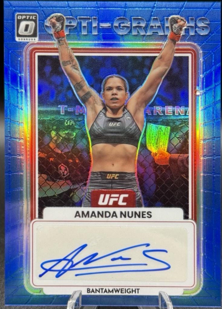 Amanda Nunes 2023 Panini Donruss Optic UFC Opti-Graphs #24 Blue Autograph