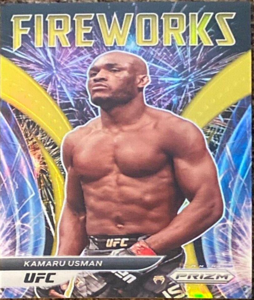Kamaru Usman 2022 Panini Prizm UFC Fireworks #11 Gold