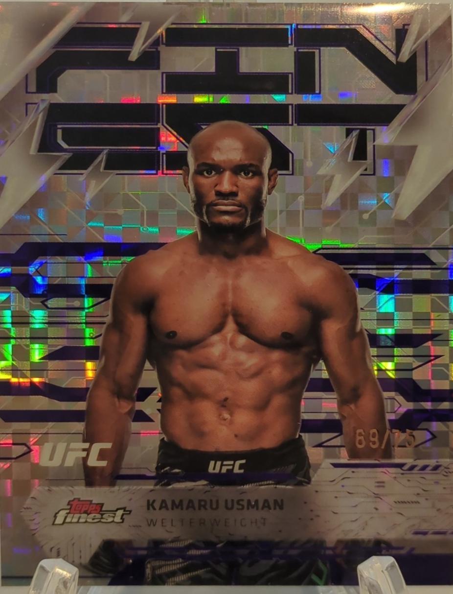 Kamaru Usman 2025 Topps Finest UFC Base Rare #243 Purple Checkerboard Refractor