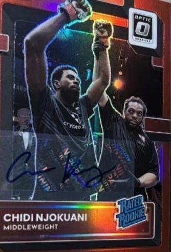 Chidi Njokuani 2023 Panini Donruss Optic UFC Base Rated Rookies Signatures #102 Gold Vinyl