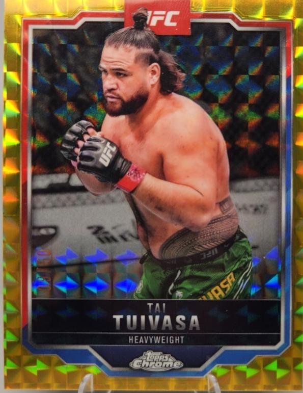 Tai Tuivasa 2025 Topps Chrome UFC Base #53 Gold Geometric Refractor