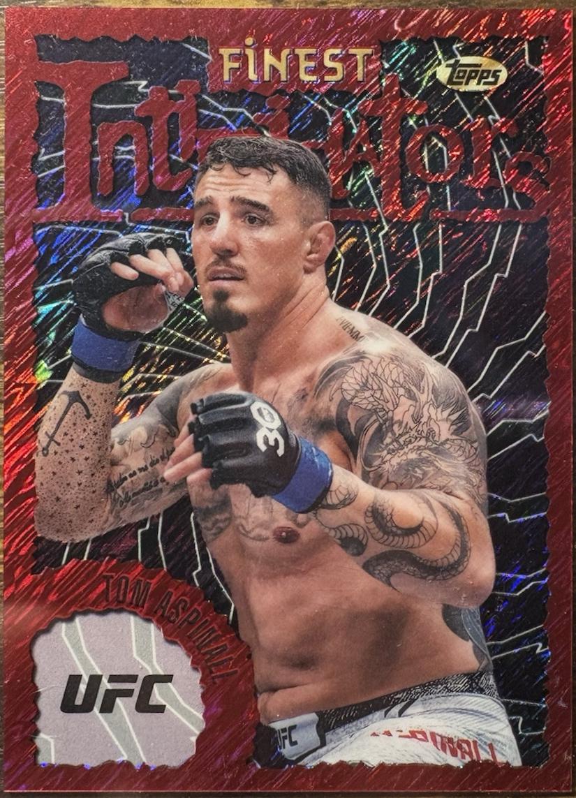 Tom Aspinall 2024 Topps Finest UFC Intimidators #INT-20 Red Shimmer Refractor