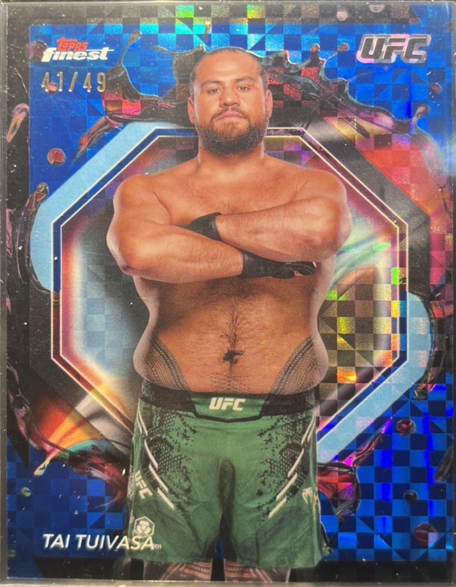 Tai Tuivasa 2024 Topps Finest UFC Base Rare #256 Blue Checkerboard Refractor