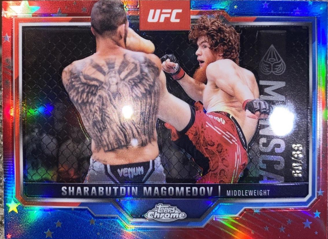 Shara Magomedov 2025 Topps Chrome UFC Base #12 Red White Blue Refractor