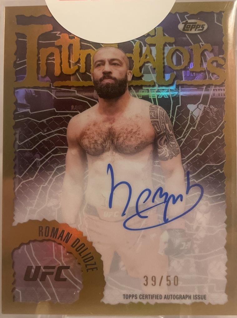 Roman Dolidze 2024 Topps Finest UFC Intimidators Autographs #IA-RDE Gold Refractor